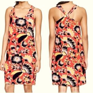 J. Crew Twist Back Hibiscus Floral Silk Dress Size 00